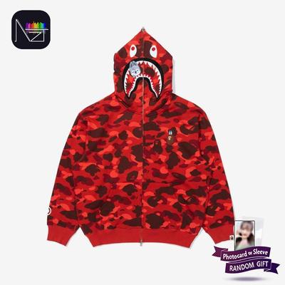 [ПРЕДЗАКАЗ] STRAY KIDS × BAPE – Толстовка с капюшоном на молнии с принтом акулы Wolf Chan (Версия Бан Чана)