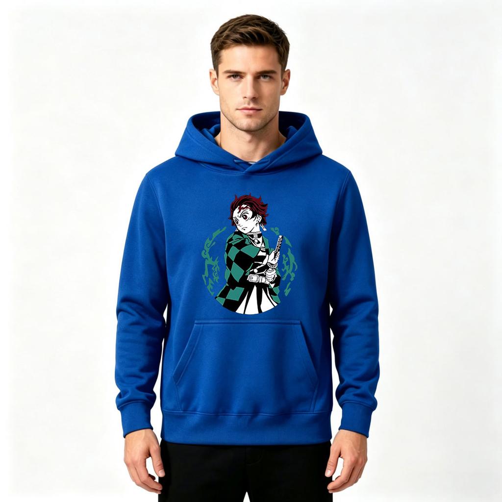 Anime Character Print Men Casual Long Sleeve Pullover Hoodie Comfy Streetwear Sweatshirt for Daily Wear