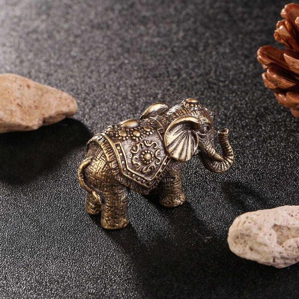 Elephant Brass Elephant Miniatures Brass Lucky Elephant Statue Portable   Desktop