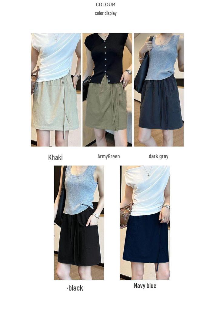 Women's High Waist Summer Sun Protection Skirt Shorts - Plus Size, Casual, Versatile, Anti-exposure, Slimming, Loose Fit