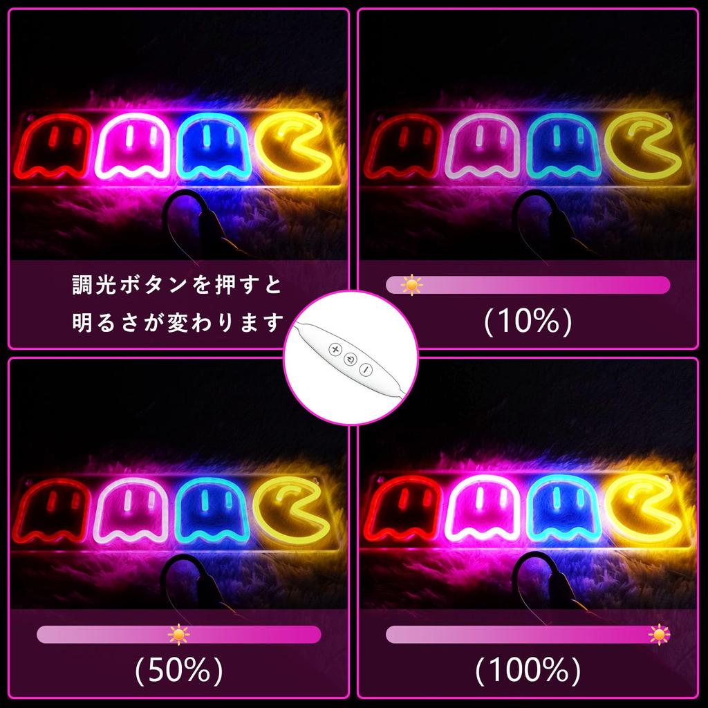 IMEGINA Game Neon Sign, Ghost Neon Light, Store Sign, Interior Light, Neon Tube, USB Powered, Cute Ghost, Game Center, Game Room, Living Room Wall