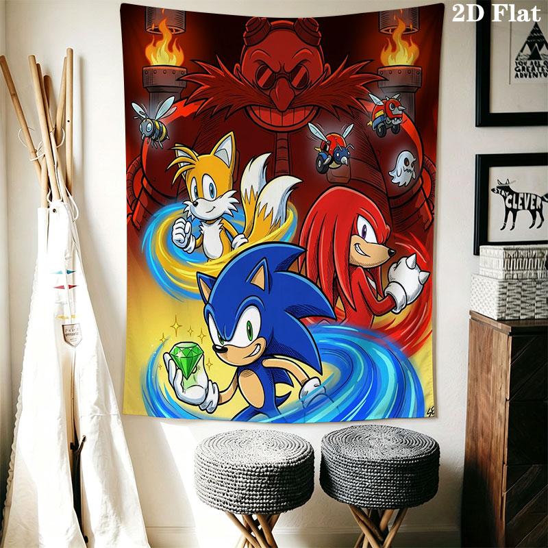 Hedgehog Sonic Whiz Wall Hanging Printed Fabric Blanket Decorative Tapestries for Bedroom Living Room Home Decor