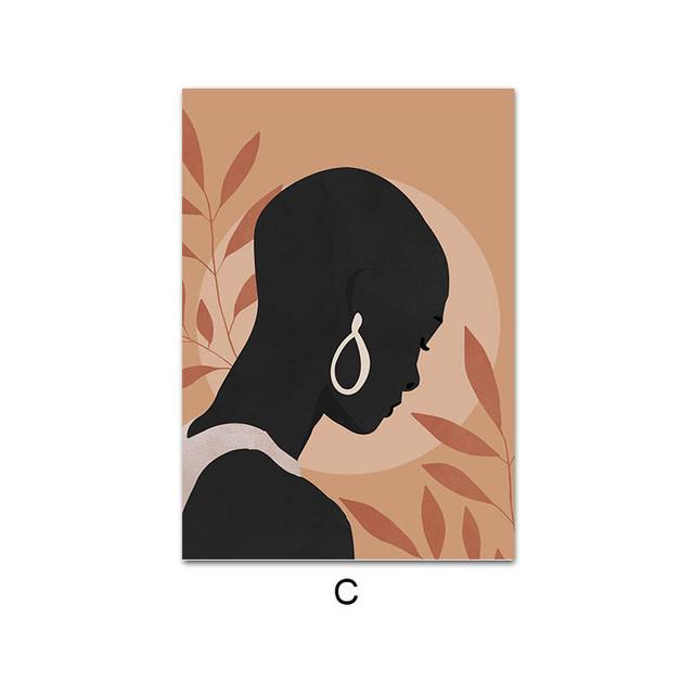 Черная Африканка Бохо Луна Рука Лист Абстрактное Настенное Искусство Холст Живопись Постеры и Принты Настенные Картины для Декора Гостиной Без Рамы