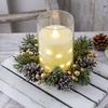 Christmas Candle Ring Artificial Pine Needle Pinecone Berries Garland Rustic Festive Candle Wreath for Home Table Centerpiece Decor