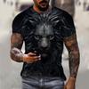 Мужская футболка с летним рисунком льва с 3D-принтом, летняя женская уличная одежда, модная рубашка