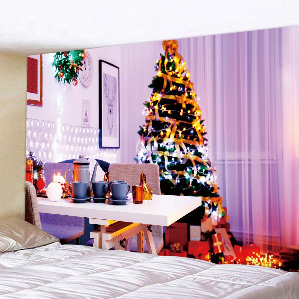 Christmas Fireplace Home Decoration Art Tapestry Christmas Tree Hanging Hippie Large-sized Wall Decoration Tapestry