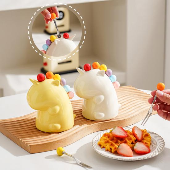 Fruit Fork Dessert Fork Set with Storage Jar Easy To Clean Stainless