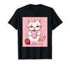 Клубничные вещи с принтом Каваи, кошка, молоко, милый, японский, футболка