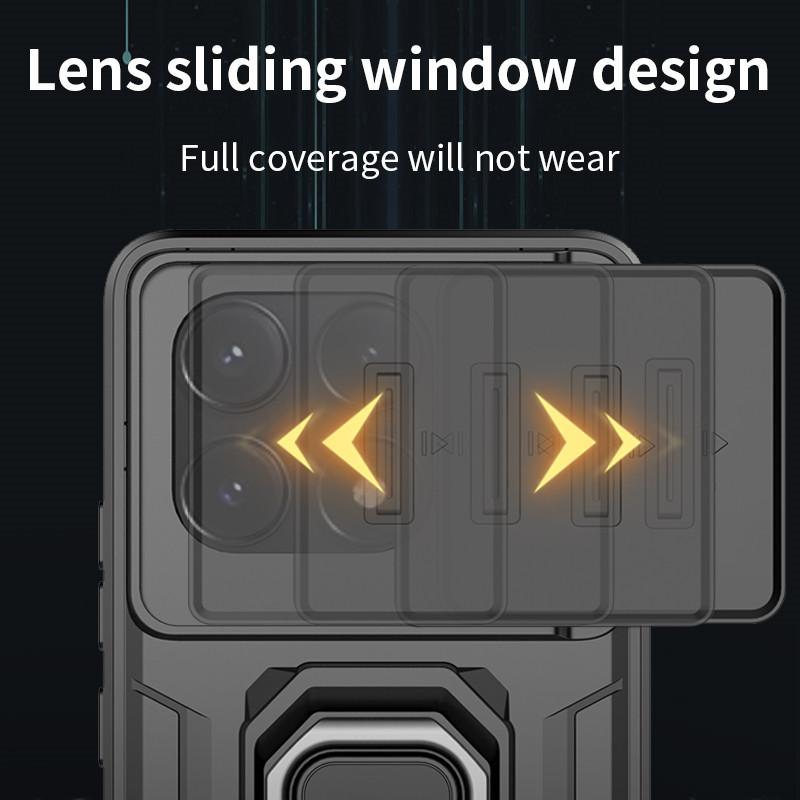 Для POCO F6 Pro 5G Чехол для POCO X6 Pro Чехол 6,67 дюйма Объектив Раздвижное Окно Защитная Броня Ударопрочный Держатель Магнитный Бампер
