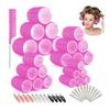 49Pcs/Set Self Grip Hair Roller with Clip Rat Tail Comb 4 Sizes No Heat Short Medium Long Hair Curler Women Girls Hair Styling Tools