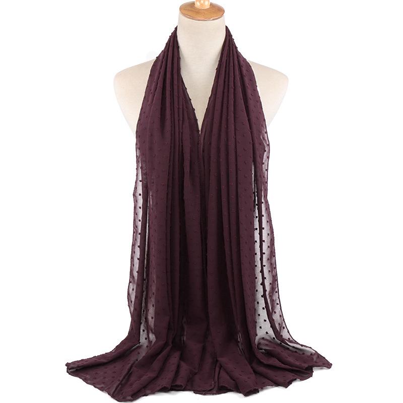 Hot Sale Autumn and Winter Fur Ball Thickened Chiffon Scarf Monochrome Muslim Female Scarf Shawl