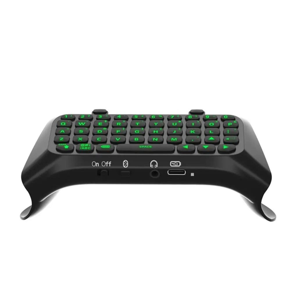 Keyboard for PS5 Edge Controller with Green Backlight, Bluetooth 3.0 Mini Portable Message Keypad Chatpad, Built-in Speaker & 3.5mm Audio Jack