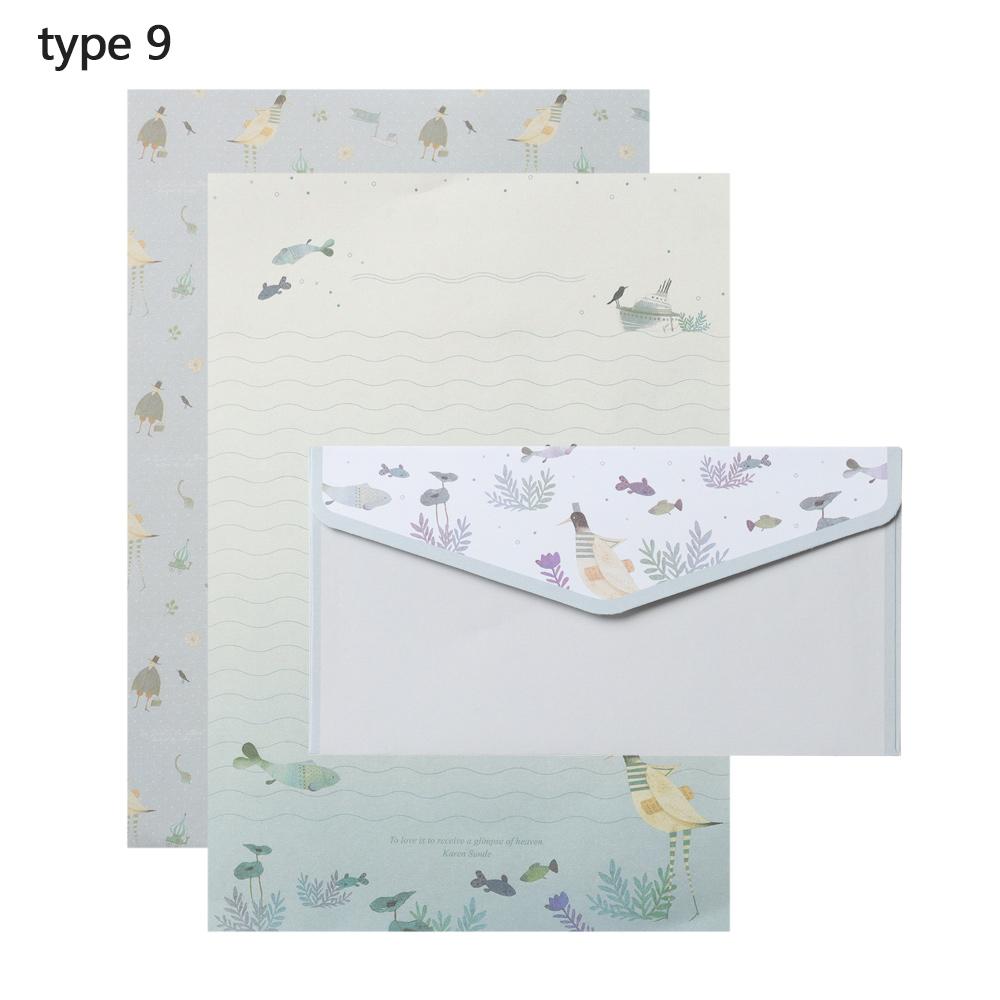 Винтажная цветочная писчая бумага для печати 6 шт. разного дизайна, канцелярские товары для писем с 3 конвертами