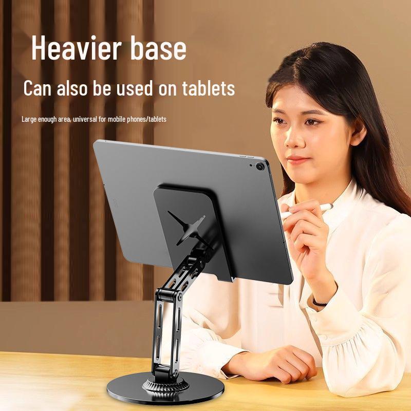 360° Rotating Tablet Stand: Metal Desktop Support for Online Classes, Lazy Viewing, and Browsing. Douyin Compatible, Height Adjustable.