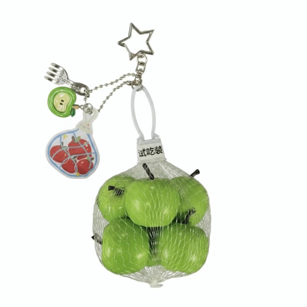 Realistic 3D Red Fruit Key Chain Handmade Style Mini Cluster Fruit Charm Aesthetic Styling