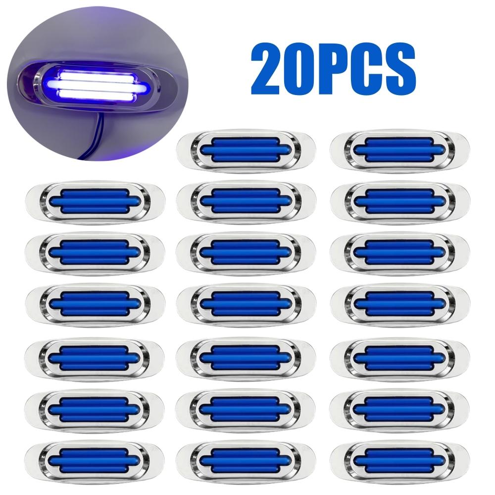 20 шт. Светодиодный габаритный фонарь прицепа, габаритный фонарь прицепа, фонарь прицепа, хром, 12 В 24 В, 16 светодиодов, указатели для грузовиков, задние фонари