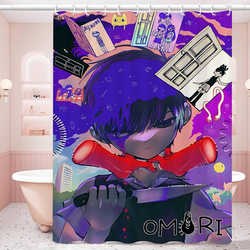 Classic Hot Horror Video Game Omori Shower Curtain, Bathroom Decorative Shower Curtain, Waterproof Shower Curtain With Hooks