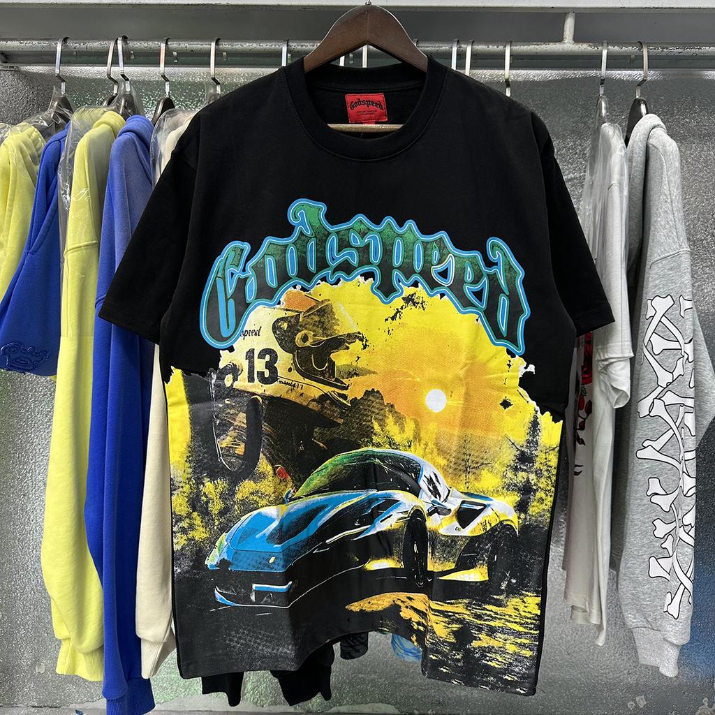 Godspeed American High Street Loose Teen Couple Crew Neck Pullover Casual Commuter ins Short Sleeves