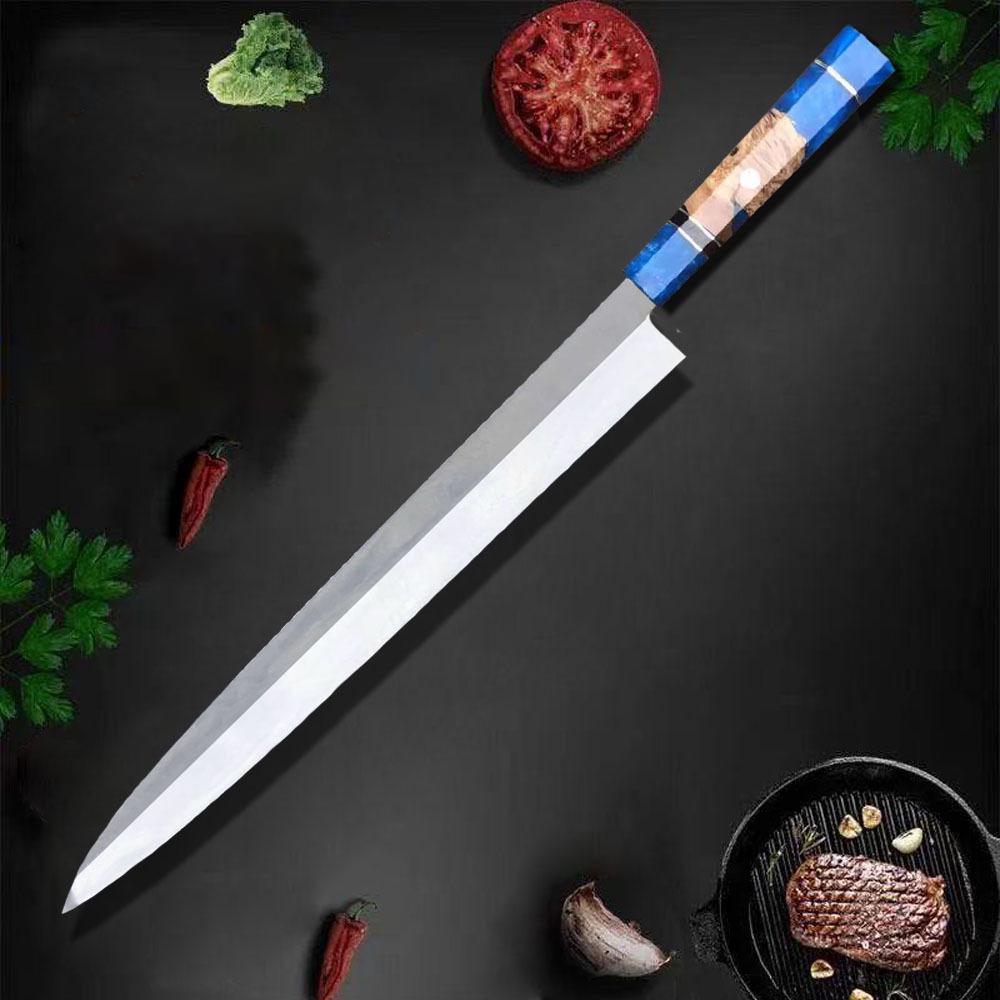 Нож для сашими Одностороннее лезвие Сталь 10Cr15MoV Нарезка Лосось Ветчина Филетирование Рыба Тесак Янагиба Японские Кухонные Ножи