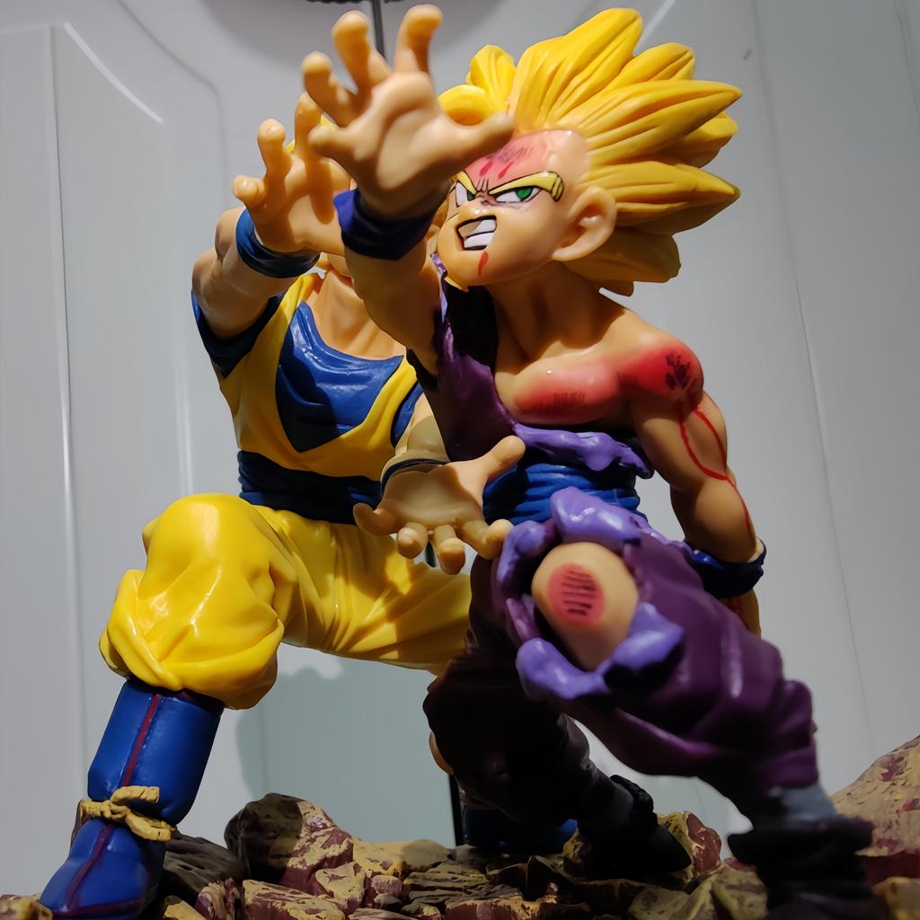 16CM Dragon Ball Z Son Goku Gohan VS Cell Anime Figures Kakarotto Super Saiyan Figurine Pvc Statue Model Doll Decora Toys Gifts