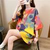 Korean Style Tie-Dye Gradient Loose Plus Size Women's Summer T-Shirt