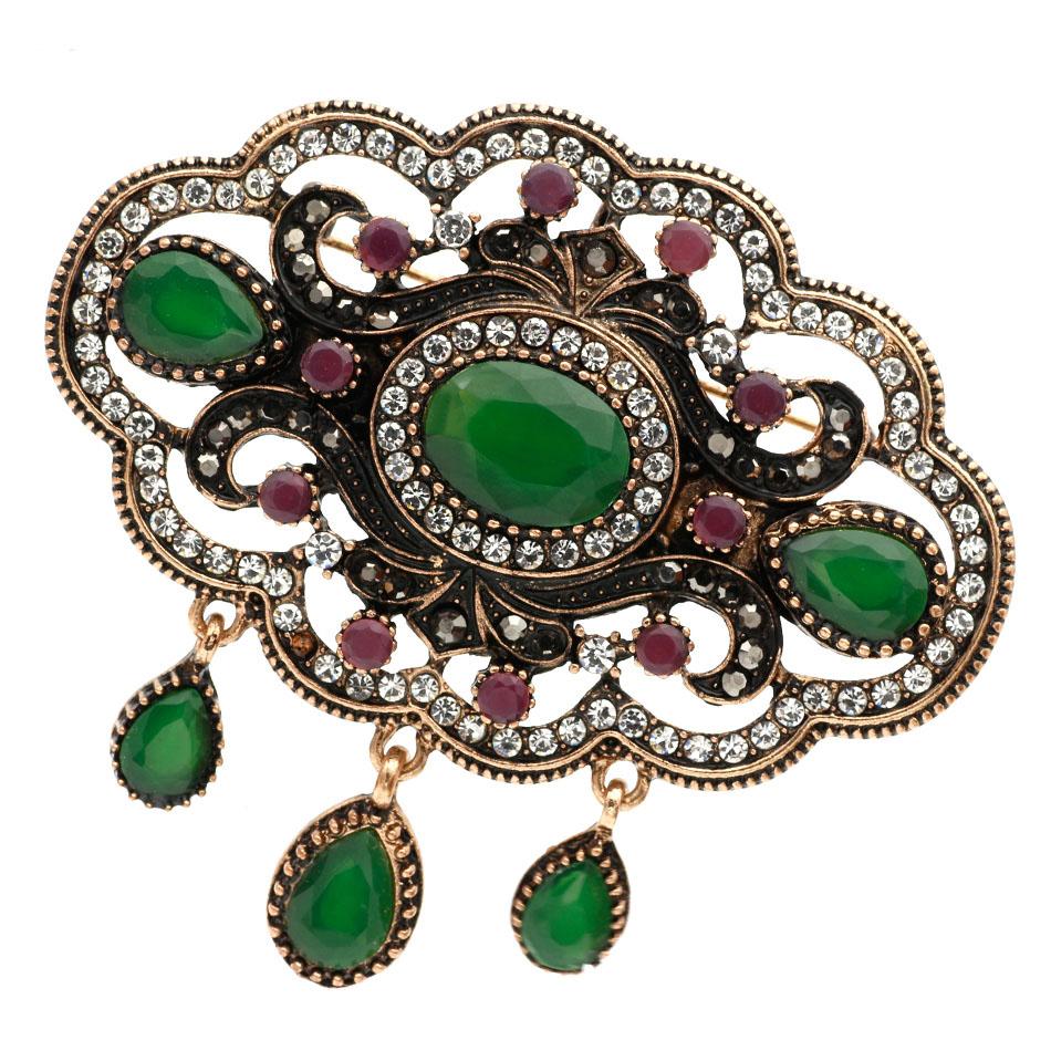 Elegant Round Floral Brooch for Ladies Ethnic Coffee Corsage Brides Wedding Jewelry Bohemian Brooch