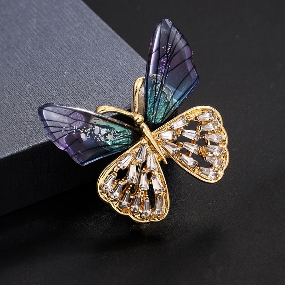 Boys Luxury Sense Korean Style Badge Transparent Wings Butterfly Women Brooch Clothes Accessories