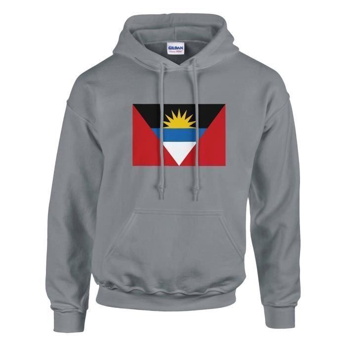 Sweat à capuche - PIXELFORMA - Drapeau d'Antigua-et-Barbuda - Gris - Manches longues - Col capuche
