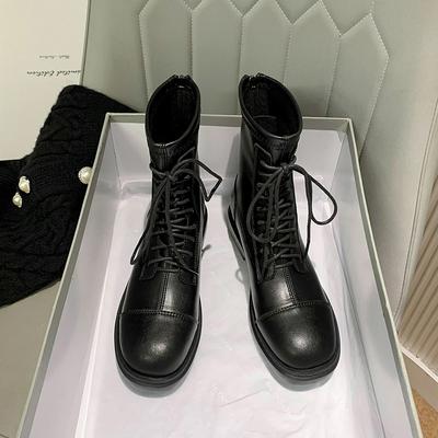 Ветер ботинки Мартина короткие ботинки женские осень и зима 2025 новые на плоской подошве на шнуровке женская обувь средней длины голенища тонкие женские ботинки