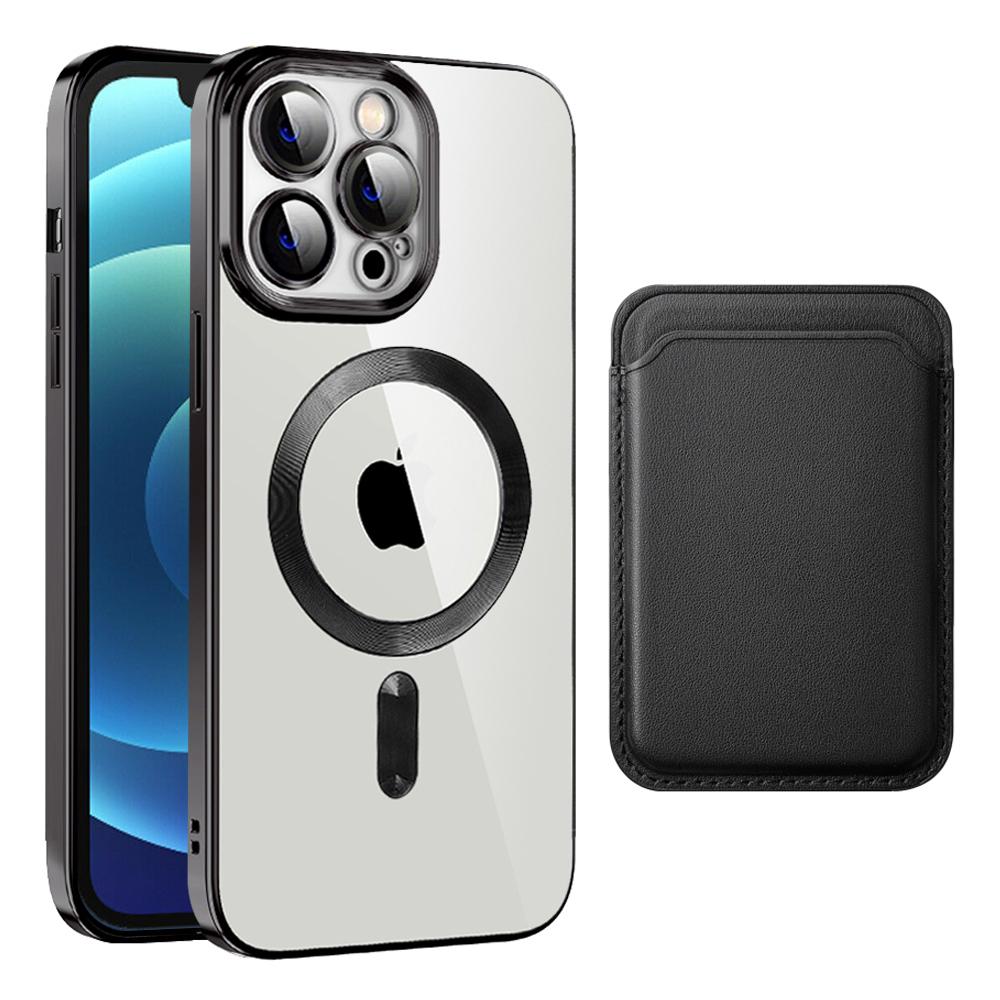 Anti-Scratch Slim Case for iPhone 12 Pro 6.1 inch TPU+PC Phone Cover Magnetic Case with Card Bag