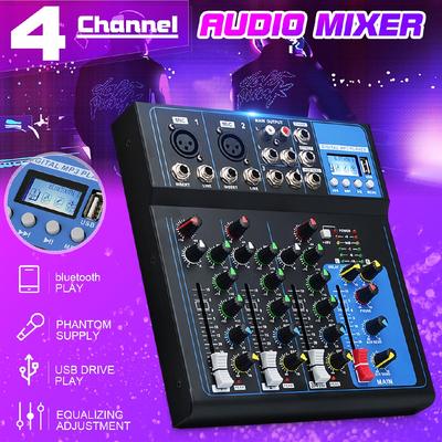 4-канальный Bluetooth DJ микрофонный аудиомикшер Contrl светодиодный цифровой дисплей потоковая передача музыки