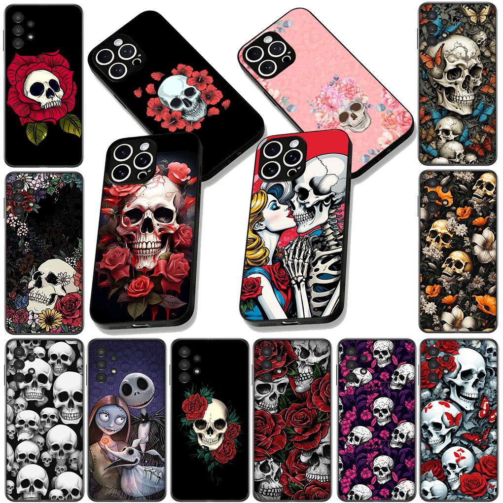 Чехол для Samsung Galaxy Note 20 9 8 S8 S10 S9 Plus A54 A33 A21S A31 M21 S10E A17 Coque Чехол для телефона Цветочный дизайн Череп Цветок Роза
