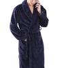 Autumn Winter Men Nightgown Flannel Pockets Lapel Solid Color Long Sleeve Robe Plus