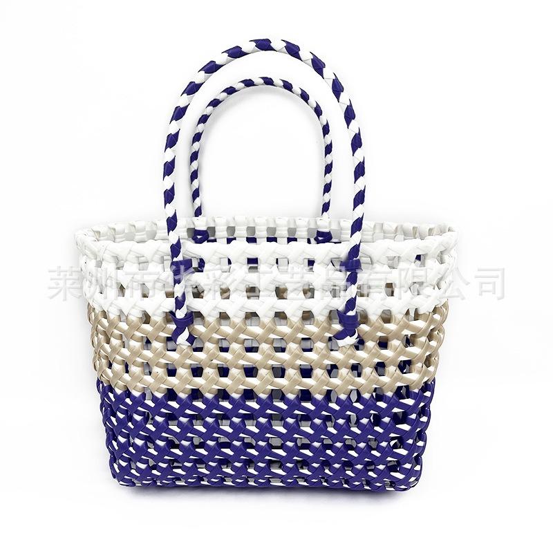 Sales C Woven Bag Hand Carry Vegetable Basket Colorful Waterproof Beach Bag Hand Woven Hollow Women's Handbag