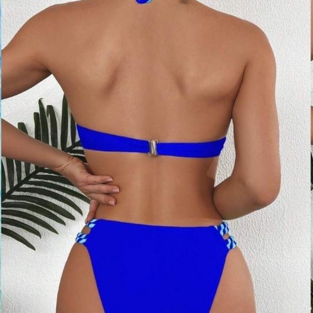 Sexy New Women's Bikini Solid Color European and American Bikini Split Swimsuit Swimsuit