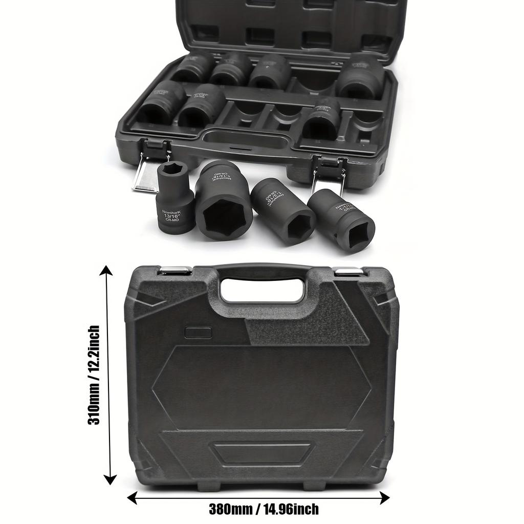 Набор глубоких торцевых головок, 11 шт., дюймовый (1-5/16"-1-31/32"),Набор торцевых головок с 6-гранным Cr-Mo шпинделем для авторемонта и домашнего ремонта