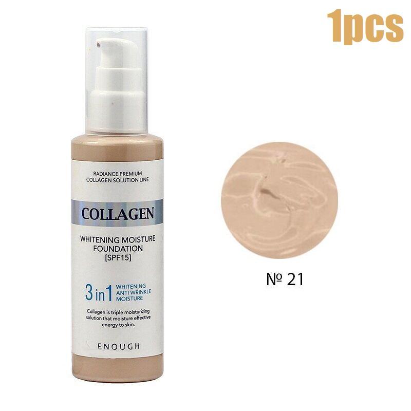 ENOUGH Collagen 3in1 Whitening Anti Wrinkle Moisture Foundation #21Transparent Beige 100ml (3options)+RANDOM GIFT