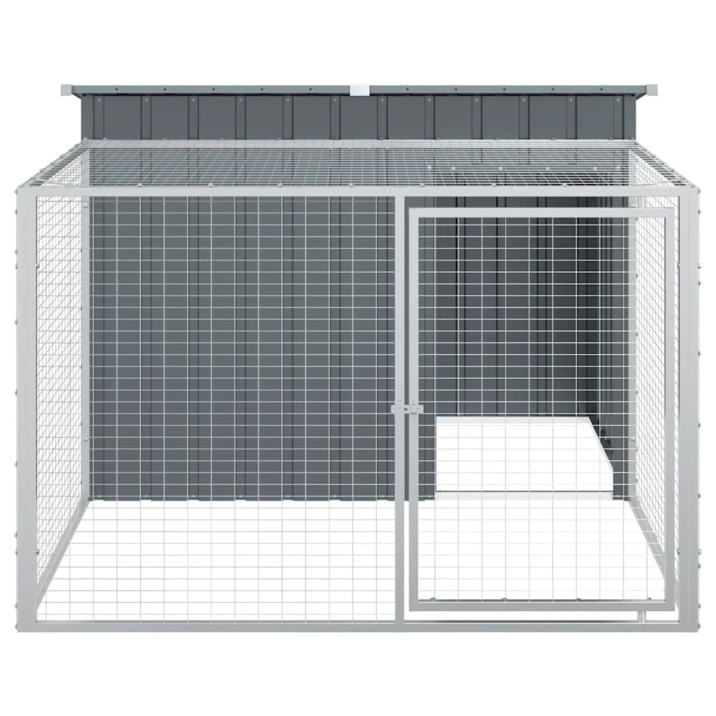 Dog House with Run Anthracite 153 x 194 x 110 cm Galvanized Steel
