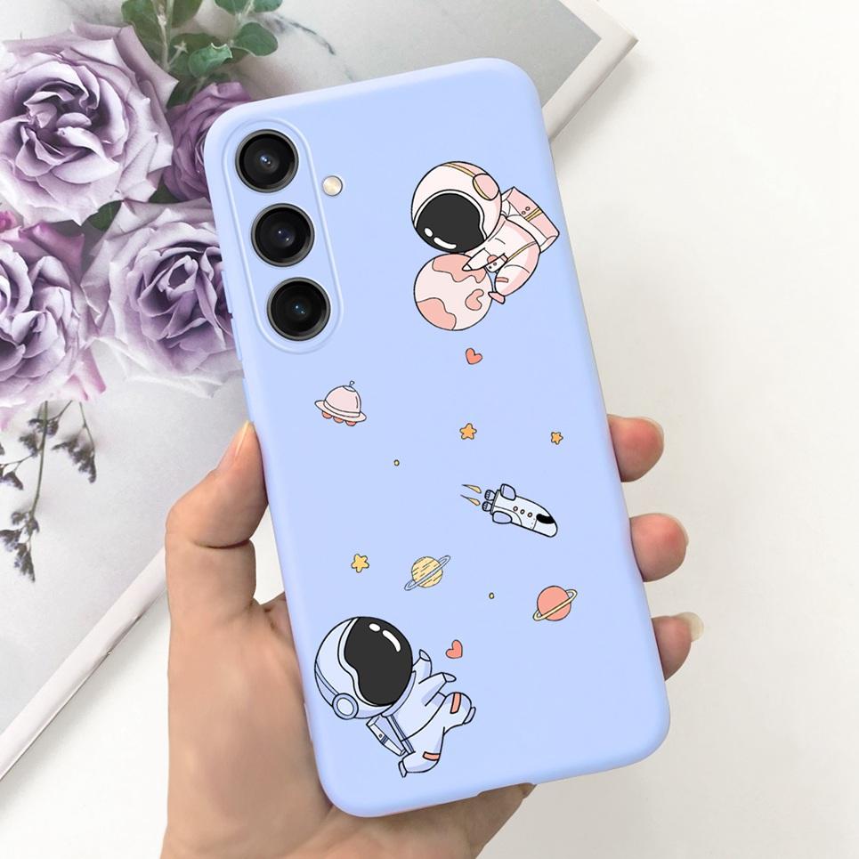 Для Чехла Funda Samsung A35 5G Case SM-A356E Пара Любовь Сердце Цветок Кошка Рисунок Задняя Крышка Для Samsung Galaxy A35 5G Etui