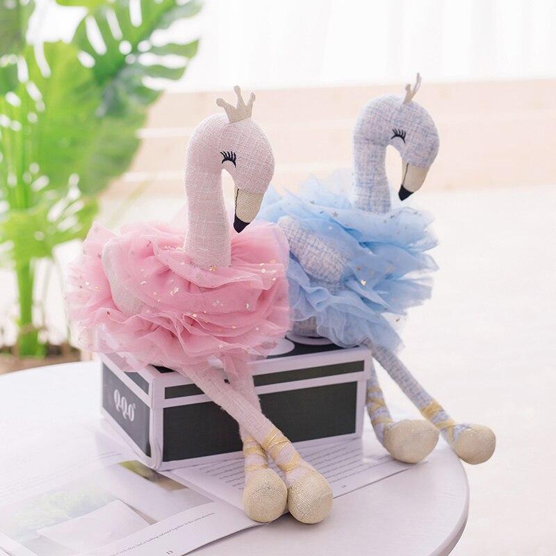 1pc 45cm Swan Plush Toys Cute Flamingo Doll Stuffed Soft Animal Doll Ballet Swan With Crown Baby Kids Appease Toy Gift For Girl
