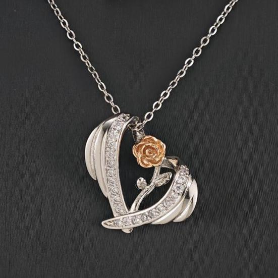 Ожерелье на День святого Валентина, 3D кулон в виде розы и сердца, ожерелье регулируемой длины, ожерелье-чокер, ожерелье с подвеской-шармом, инкрустированное кубическим цирконием