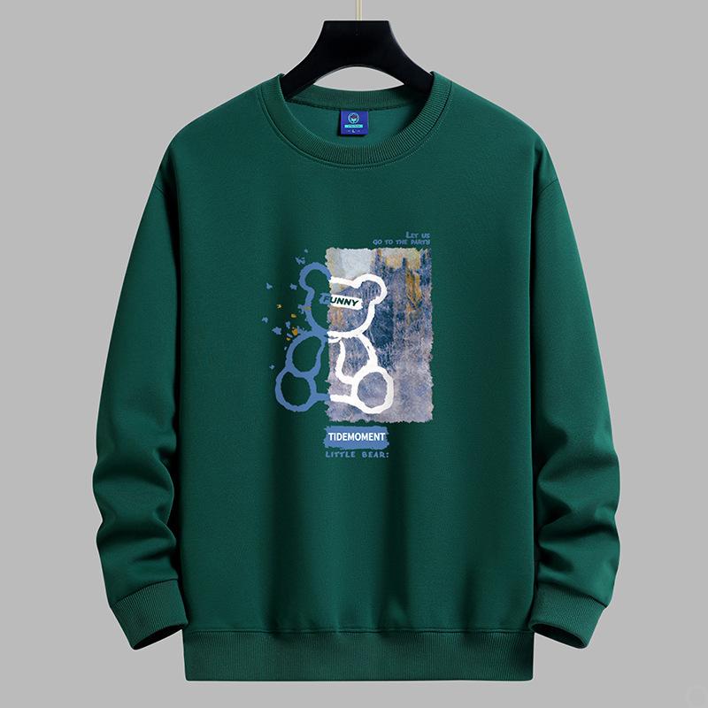 QICED Осенняя одеждаОсенний O-образный вырезПовседневные мужские топы с принтомНижняя рубашка с длинным рукавом