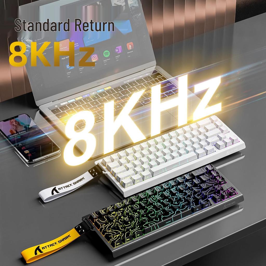 Механическая клавиатура Attack Shark X68HE с магнитными переключателями, контурной боковой гравировкой, проводной RGB-подсветкой, регулируемым ходом клавиш, низкой задержкой для киберспорта.