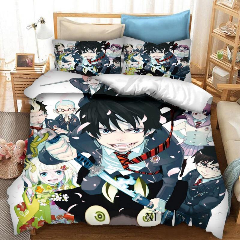 Мода 3D Печать Аниме Синий Экзорцист Комплект Постельного Белья Пододеяльники Наволочки Цельный Одеяло Комплекты Постельного Белья Постельные Принадлежности Кровать