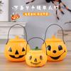 Halloween Pumpkin Lantern with Cover Handheld Pumpkin Bucket Ghost Festival Children's Gift Performance Prop Glowing Pumpkin Lantern