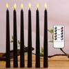 4 or 6 Pieces Black Remote Control Halloween LED Taper Candles,Smokeless Decorative Holiday LED Candle Light For Bar Church
