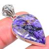 Natural Charoite Gemstone Handmade 925 Solid Sterling Silver Pendant 1.65" O5l62