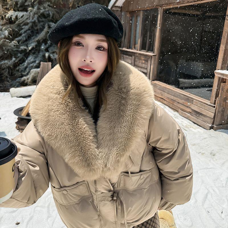 Internet Celebrity Fashion Velvet Cotton Clothes Women's Winter Temperament Fur Collar Exquisite Versatile and Thin Coat