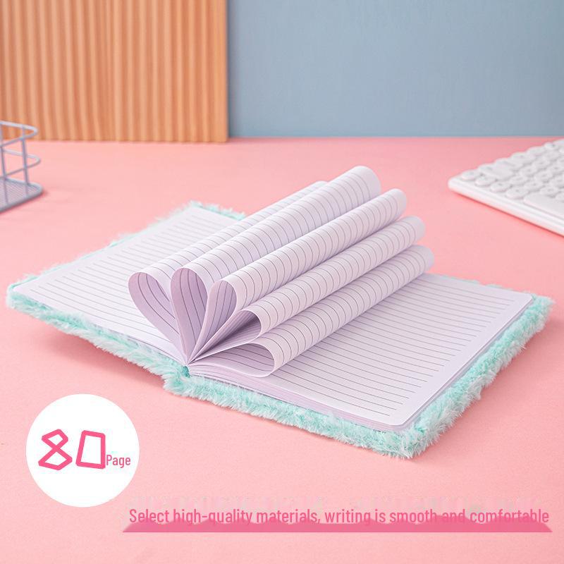 Плюшевый блокнот «Единорог» формата А5: Цветные макароны, Дневник для девочек, Справочник по комиксам для школьников, Беспроводной клеевой переплет