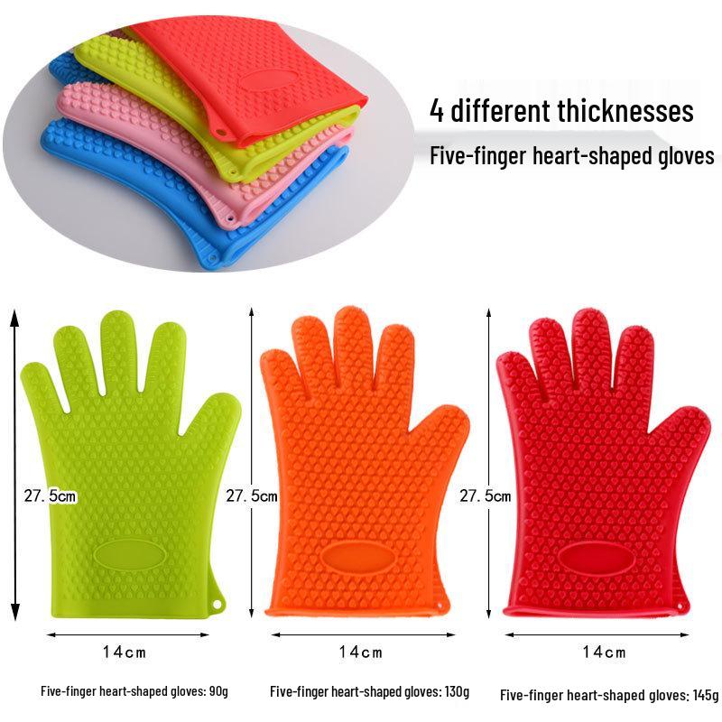 Star Heart Silicone Oven Gloves, Heat Resistant, Waterproof, Non-Slip.